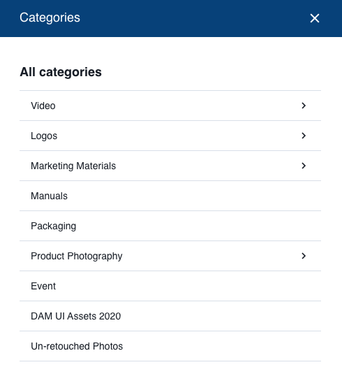 How do I add assets to categories and search categories?
