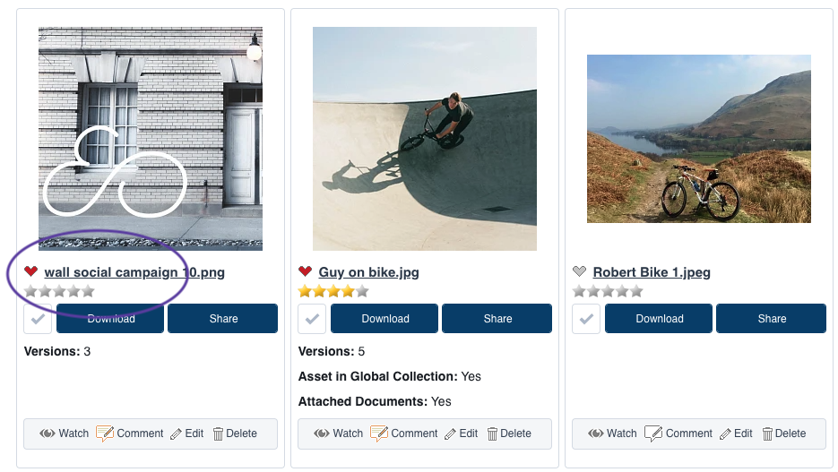 How do I select assets as favorites?