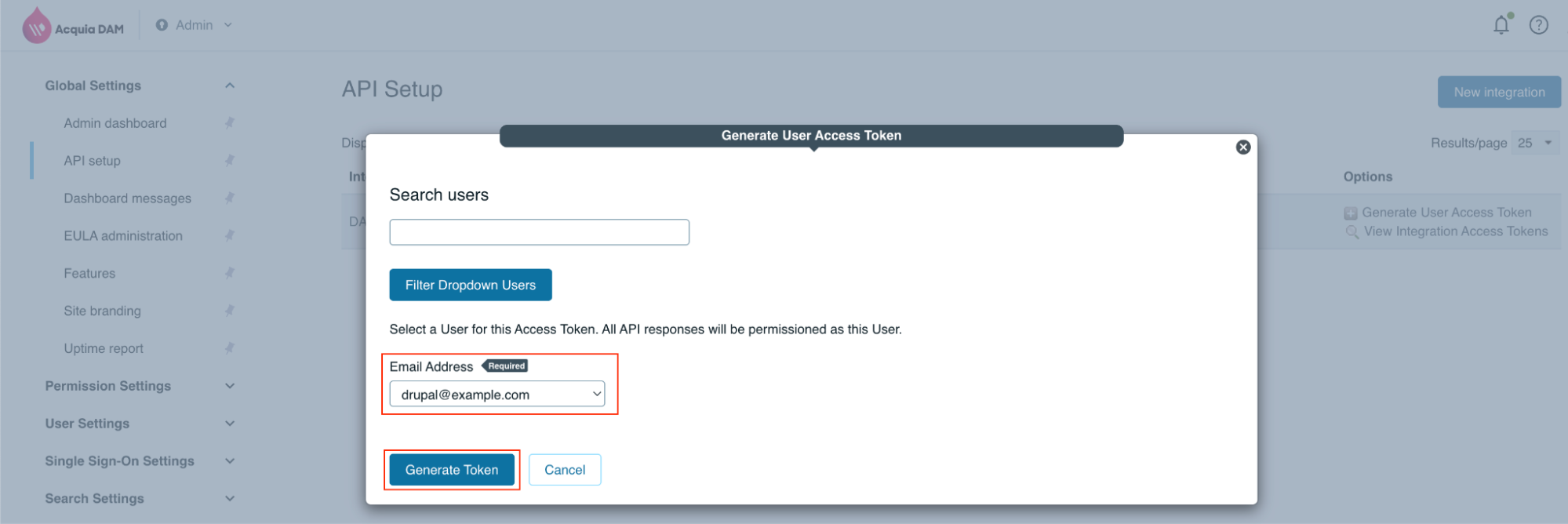 Generate the API access token
