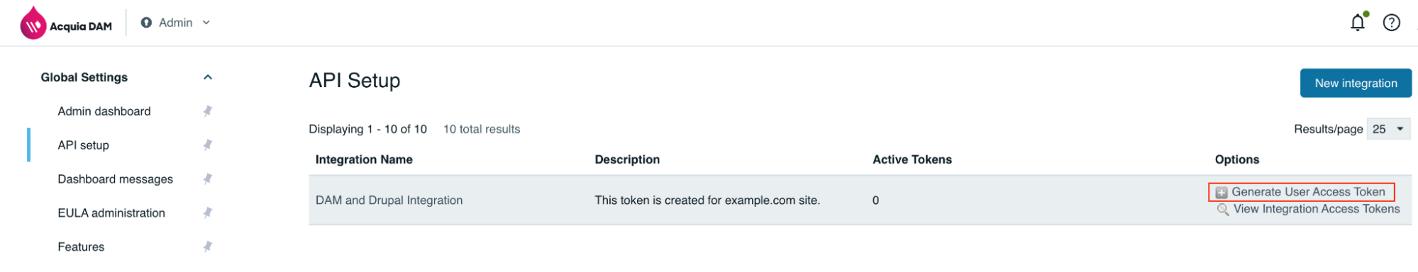 Generate the API access token